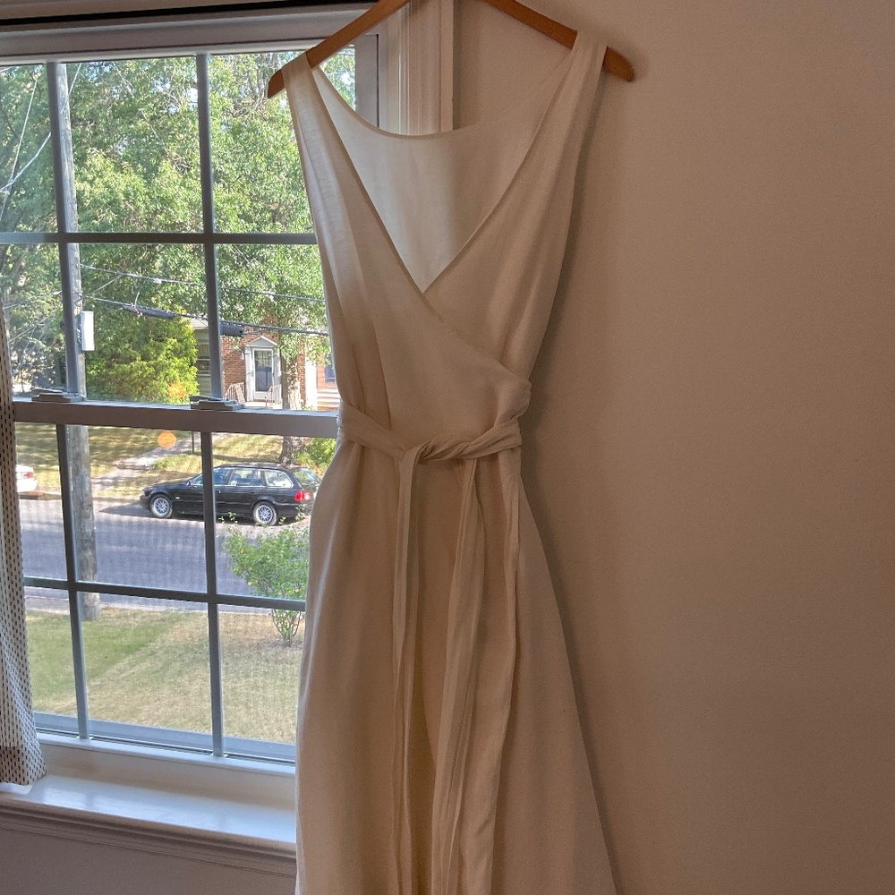 Hackwith Design House Raw Silk Noil Wrap Dress in Natural Size 18 20